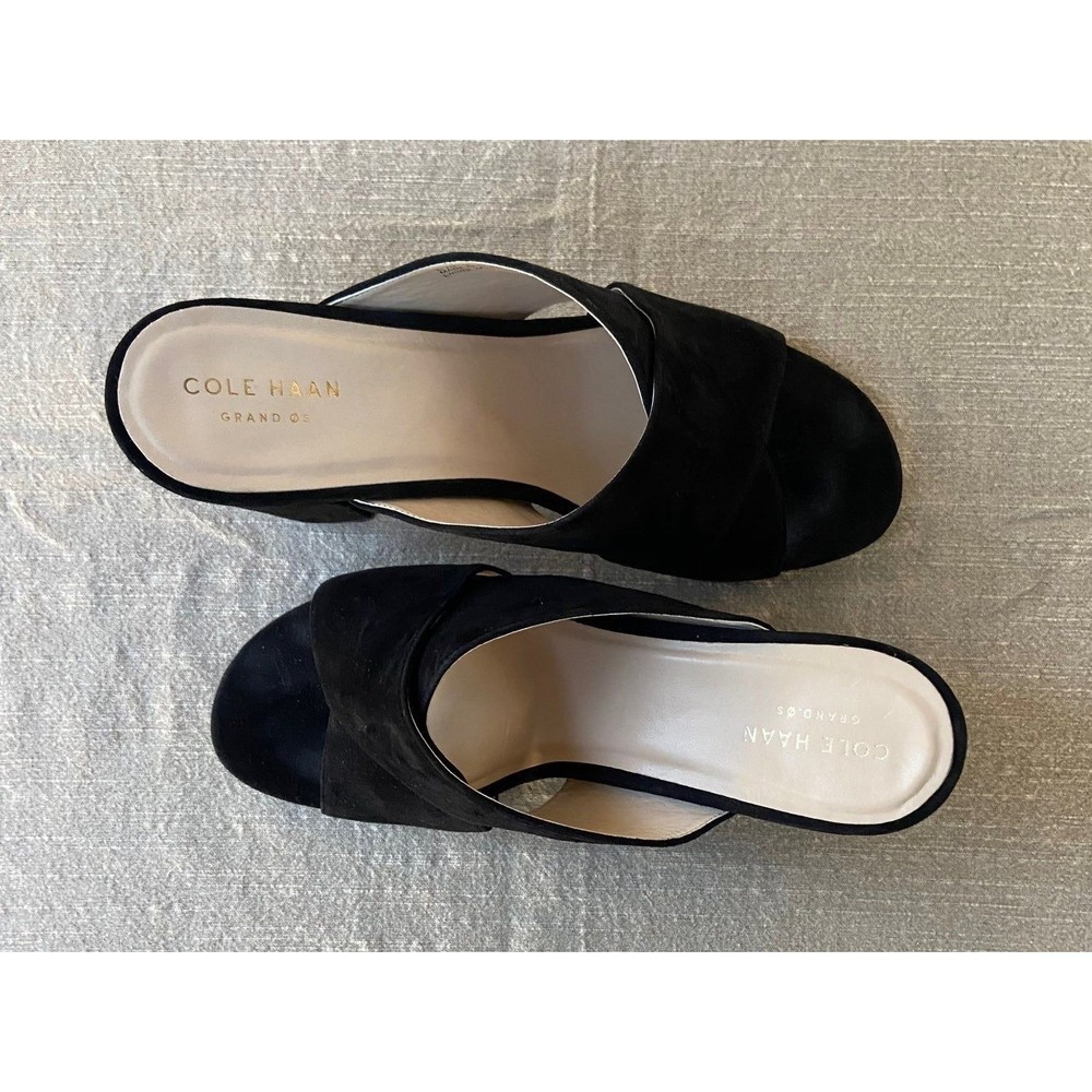 Cole Haan | Gabby Sandals Women's Size 9.5 B Black Suede Open Toe Casual Pump - Picture 4 of 12